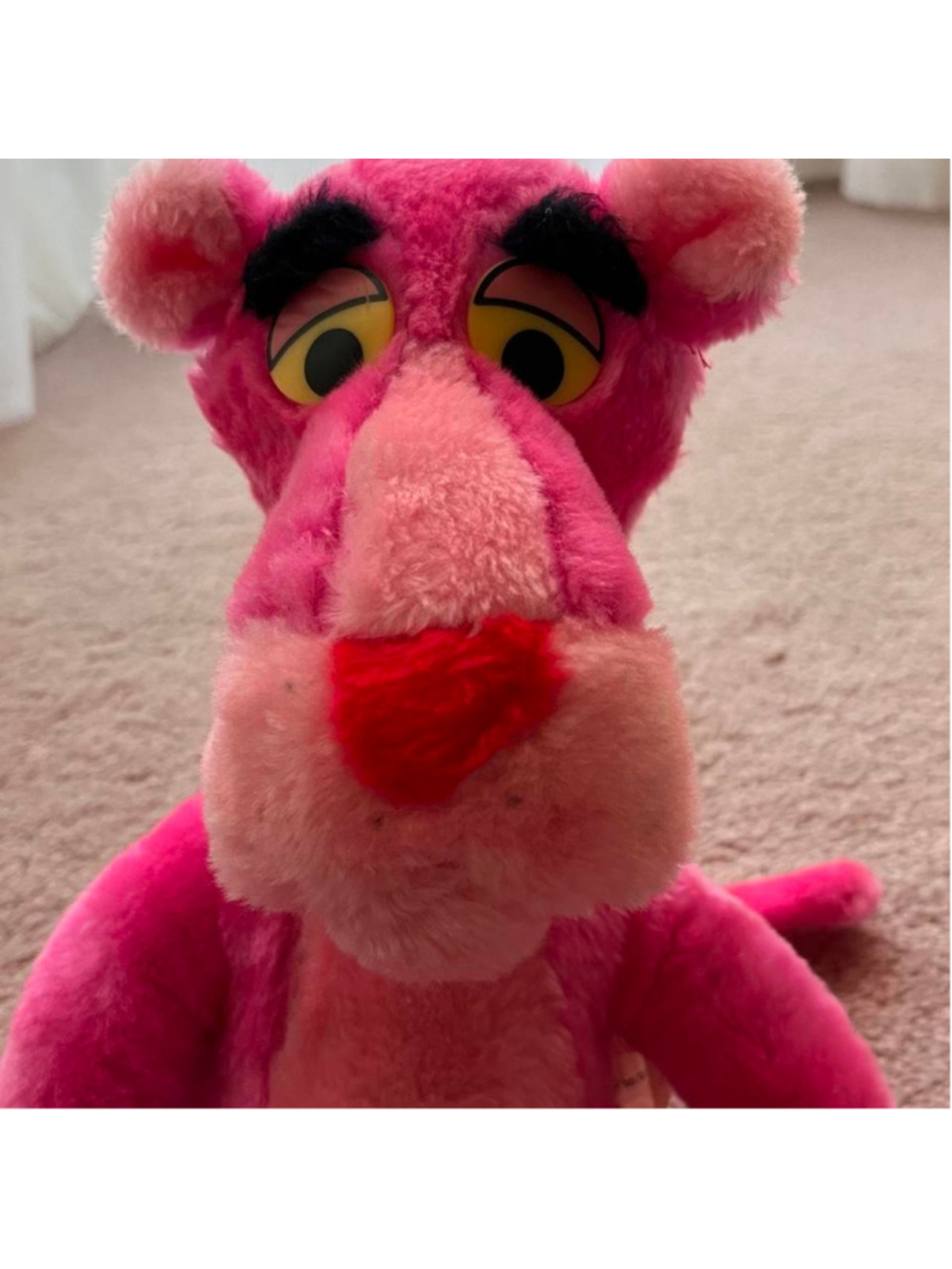 Vintage 1980 Pink Panther Plush Mighty Star Yellow Eyes Mirisch Geoffrey Toy - Picture 2 of 7